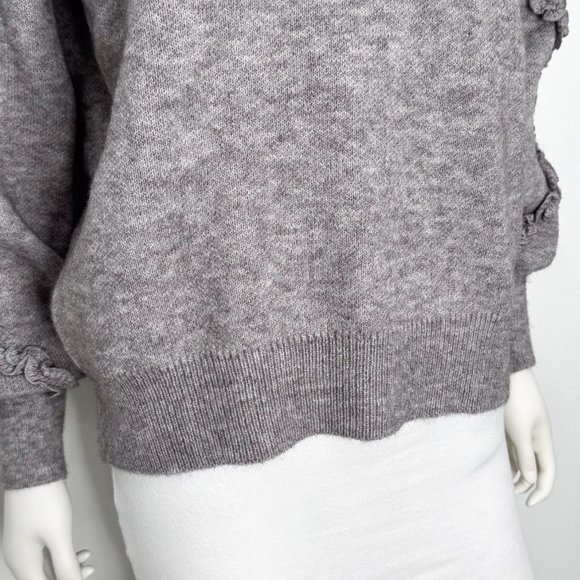 Anna Kay Wool-Blend Crewneck Ruffle Balloon Sleeve Sweater in Grey Women’s Sz M - Picture 11 of 15